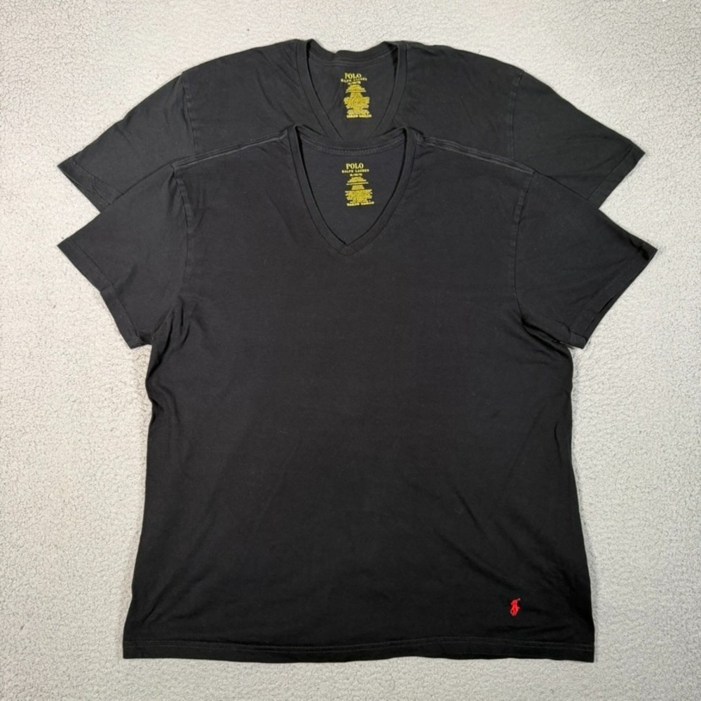Polo Ralph Lauren Shirt Mens XL Black V Neck Classic Fit Cotton Pony Lot of 2